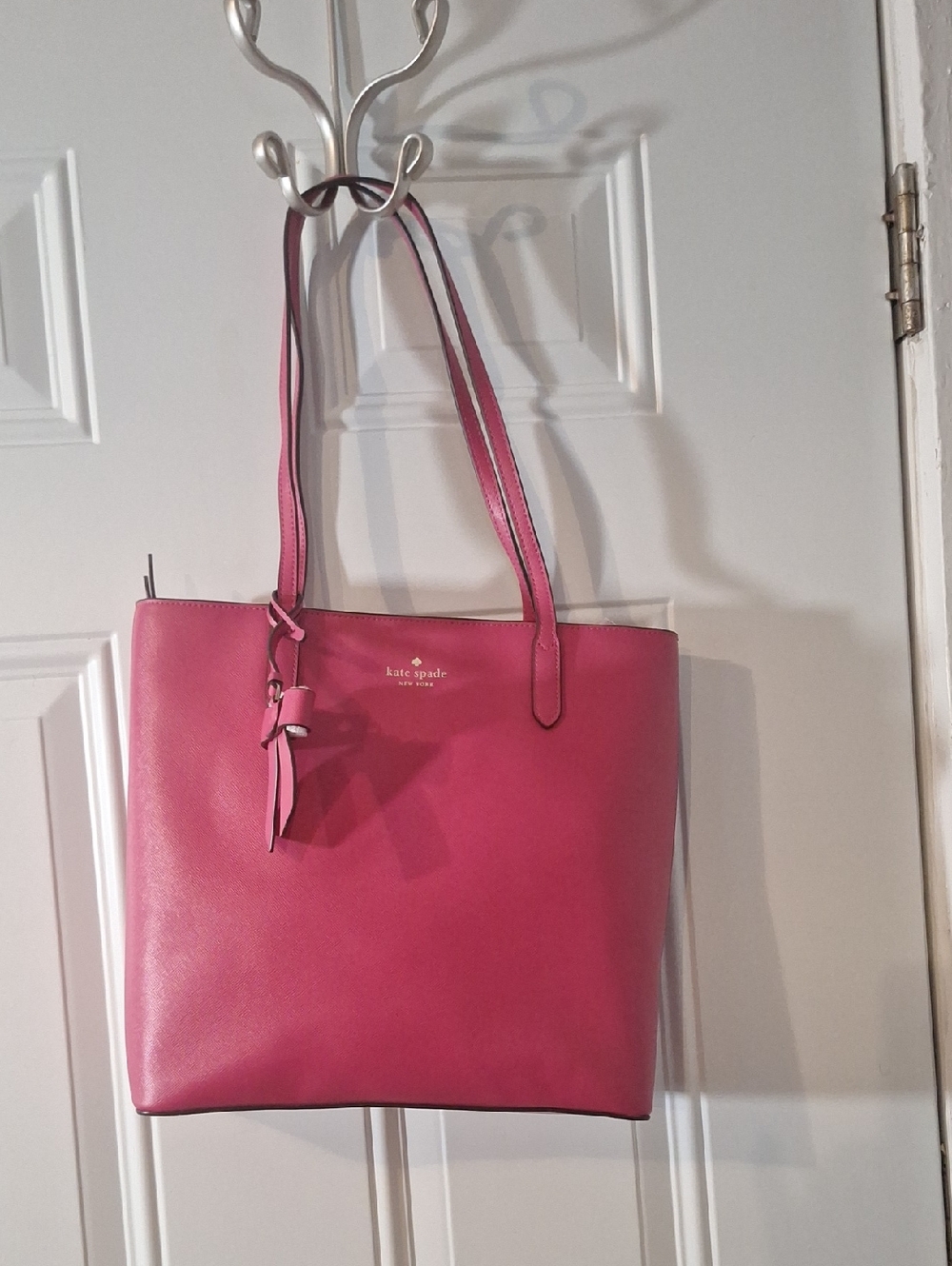 kate spade Pink Leather Tote with Bow Charm